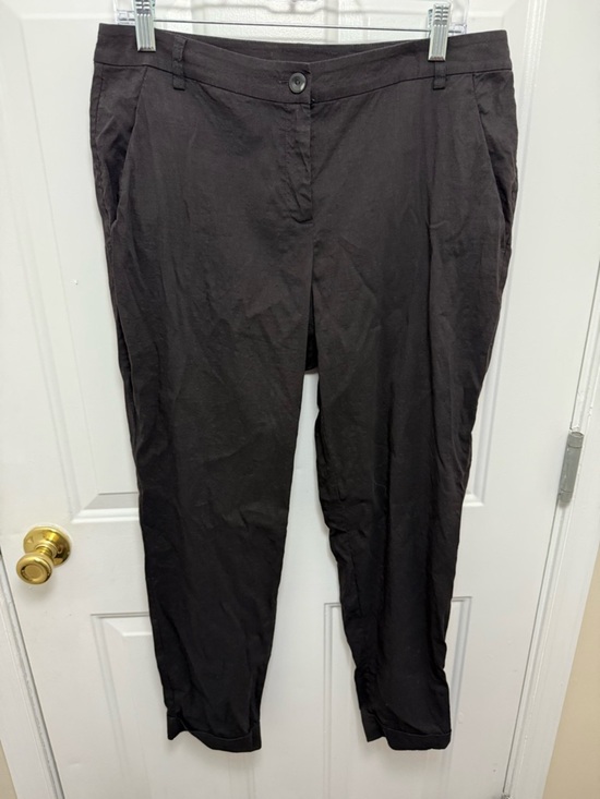 Eileen Fisher Pants - Eileen Fisher Black Linen Blend Straight Leg Casual Pants Size Medium
